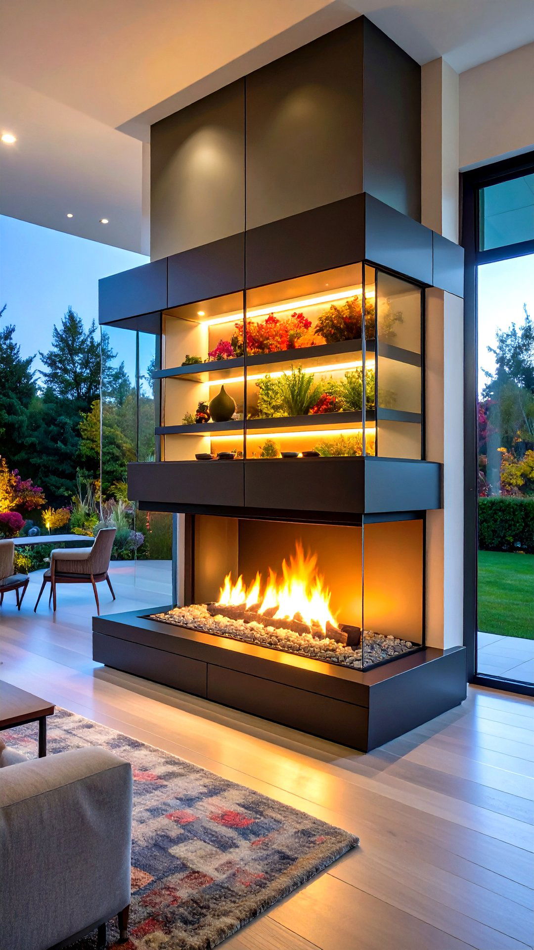 Custom Art Display Sided Fireplace with Niches - 25 3 sided fireplace ideas