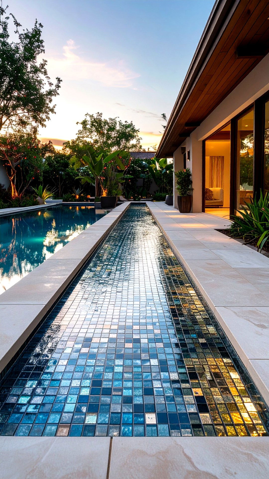 Custom Mosaic Tile Accent Band - 25 above ground pool walkway ideas