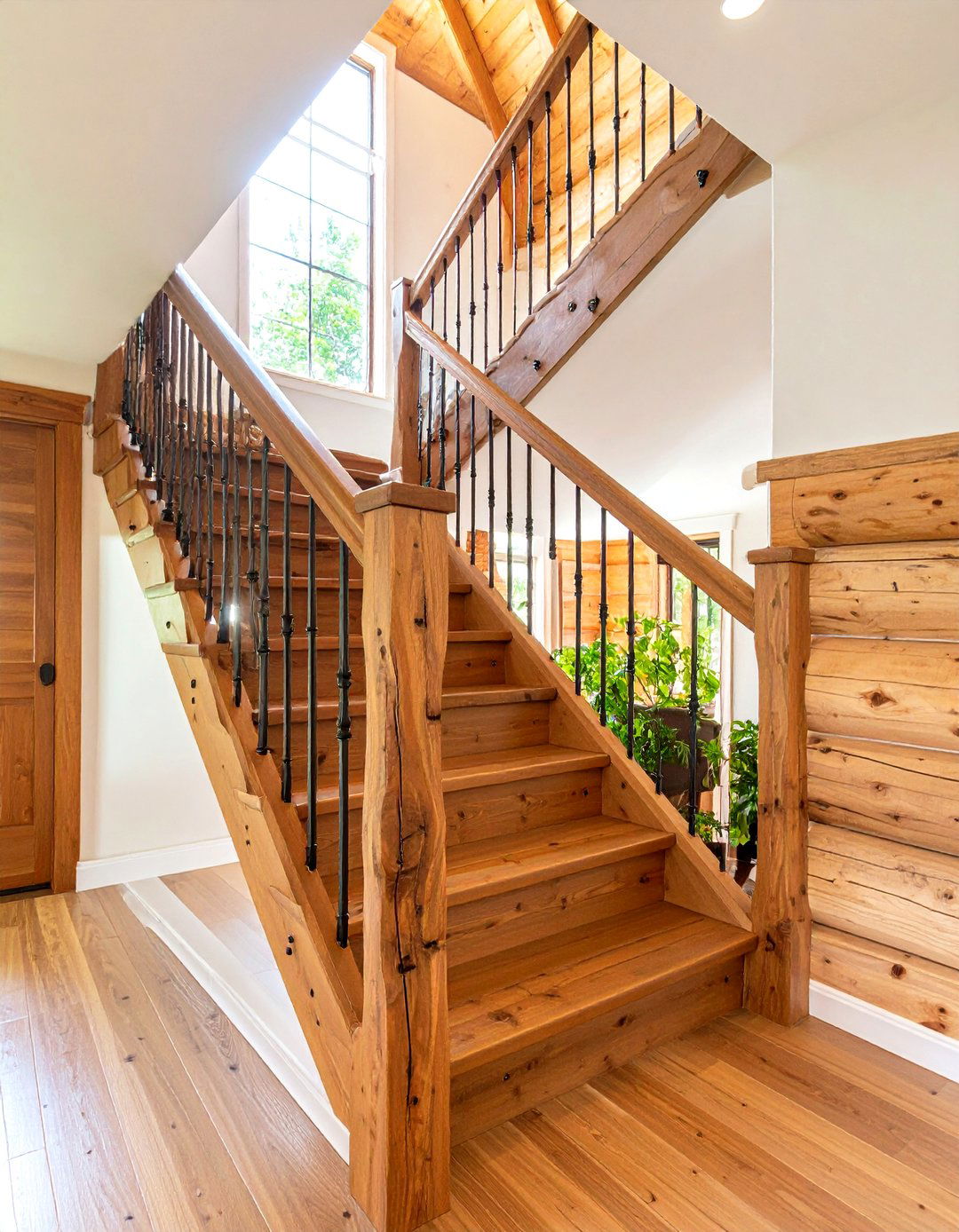 DIY Maple Branch Stair Railing - 25 farmhouse rustic stair railing ideas