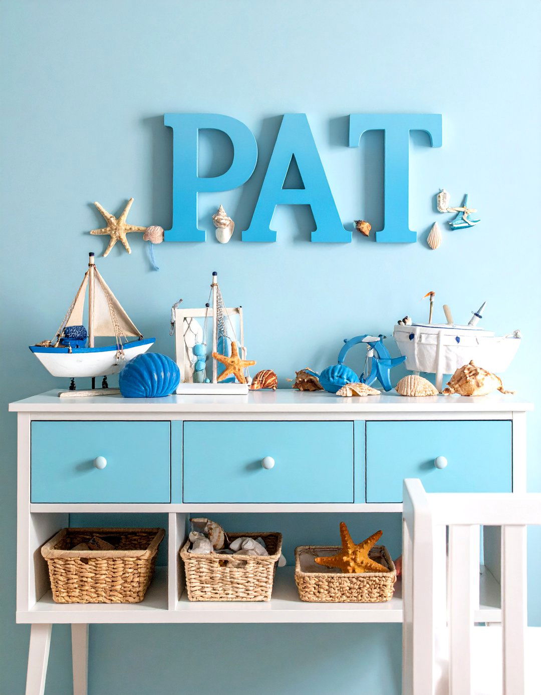 DIY Ocean Letter Name Sign - 25 ocean-themed nursery ideas