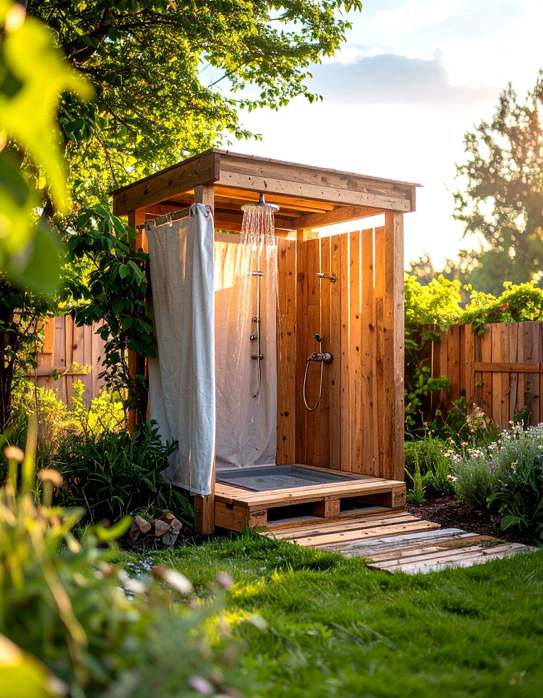 DIY Pallet Frame Outdoor Shower - 25 outdoor shower ideas