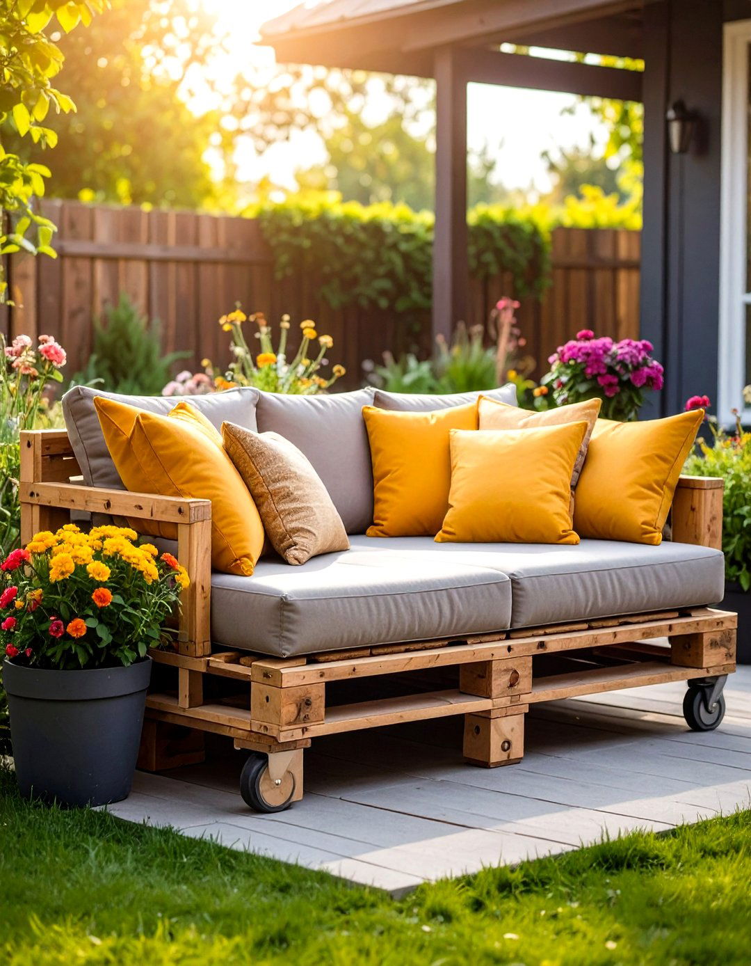 DIY Pallet Sofa Outdoor Seating on a Shoestring - 25 outdoor seating ideas