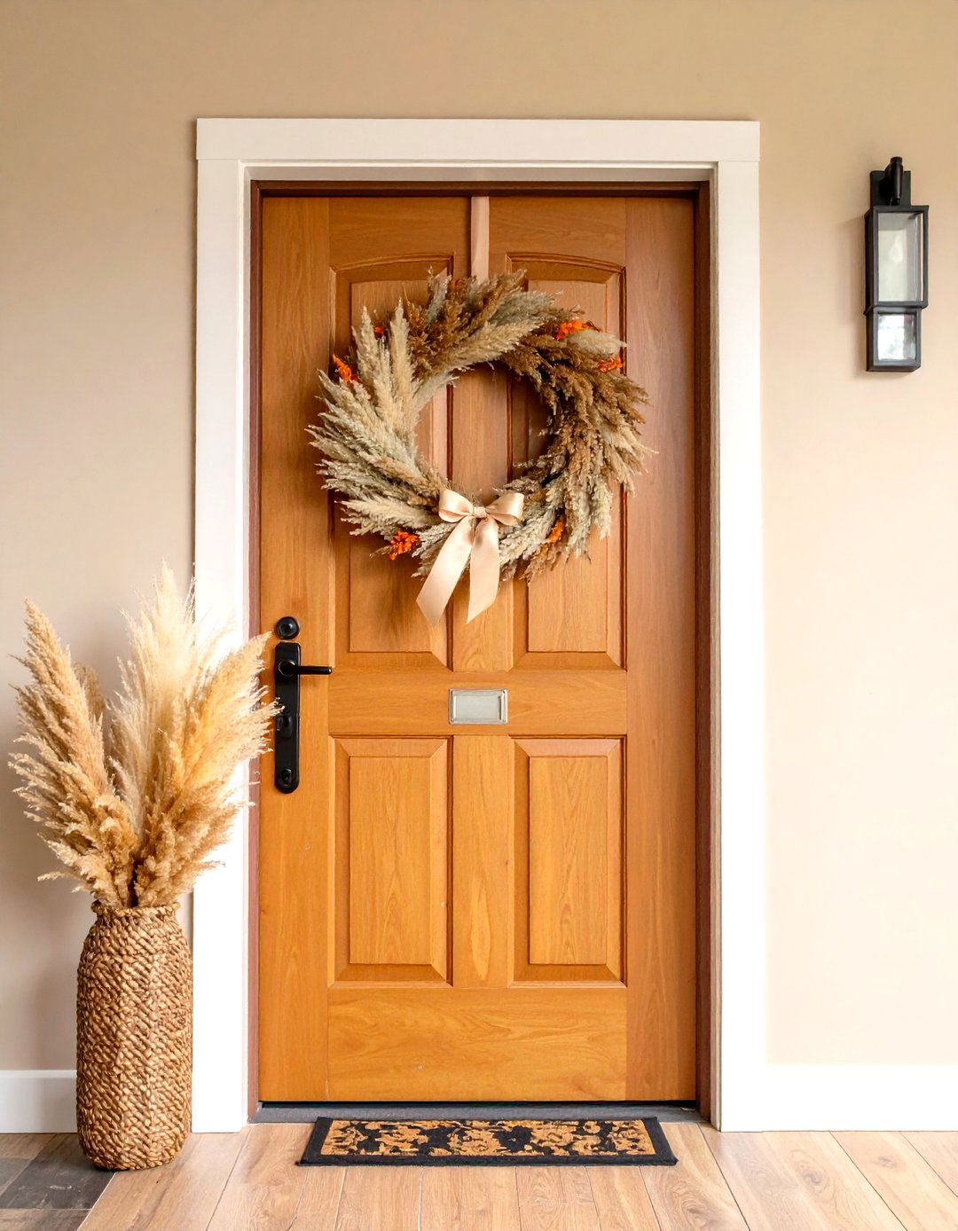 DIY Pampas Grass Wreath for an All Season Front Door - 25 pampas grass decor ideas