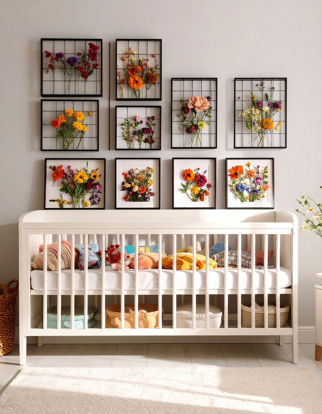 DIY Pressed Flower Frames for a Nature Touch - 25 nursery wall decor ideas