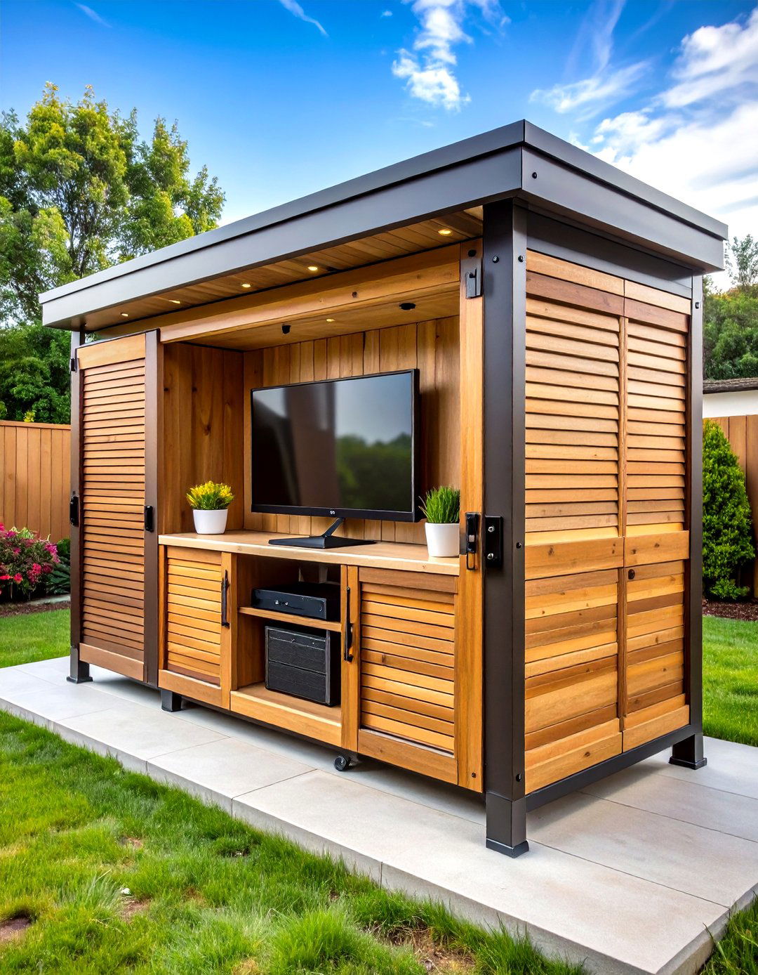 DIY Weatherproof Cabinet for an Outdoor TV - 25 outdoor tv ideas