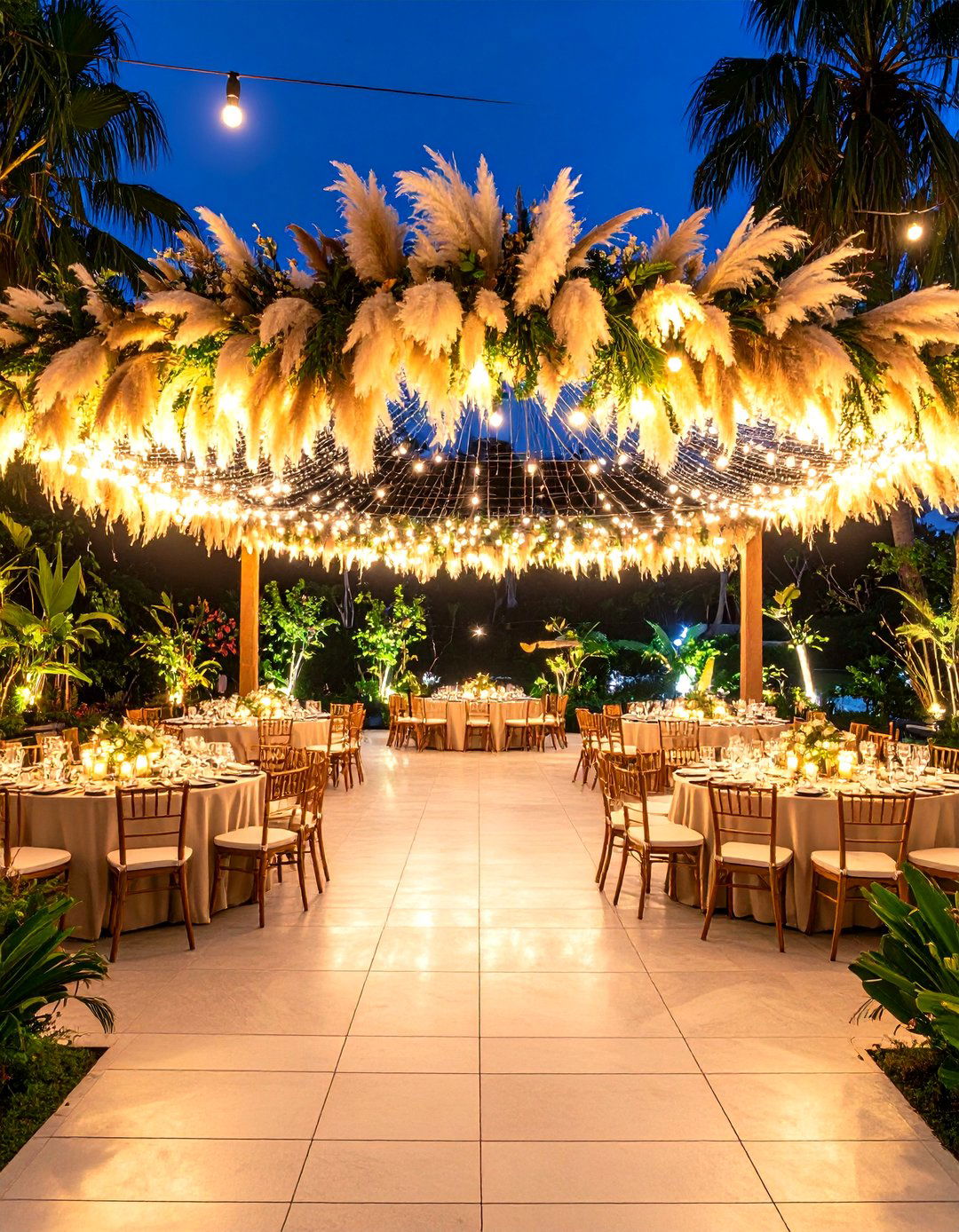 Dance Floor Pampas Canopy - 25 pampas grass wedding decor ideas