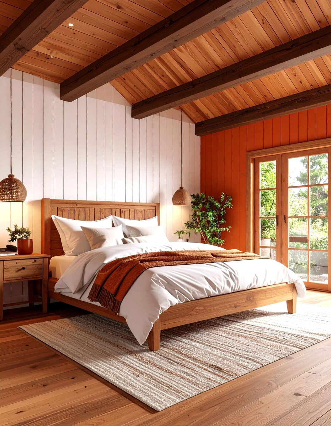Dark Auburn Ceiling for Cocoon Effect - 25 orange bedroom ideas