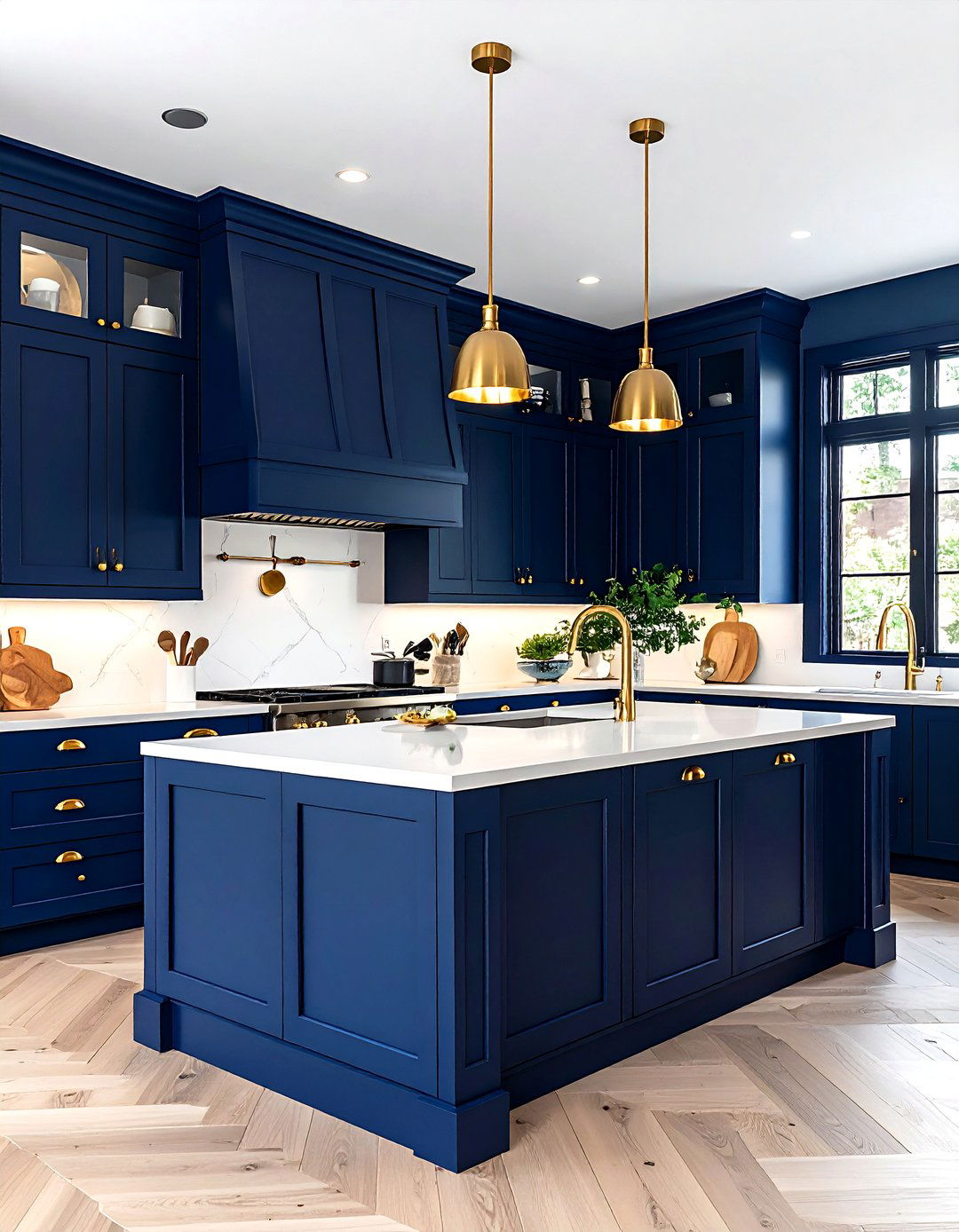 Dark Blue Cabinets - 25 painting kitchen cabinet ideas
