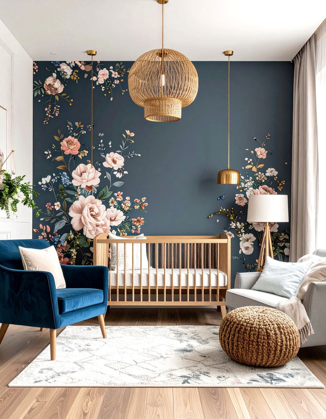 Dark Floral Wallpaper Accent Wall - 25 nursery accent wall ideas