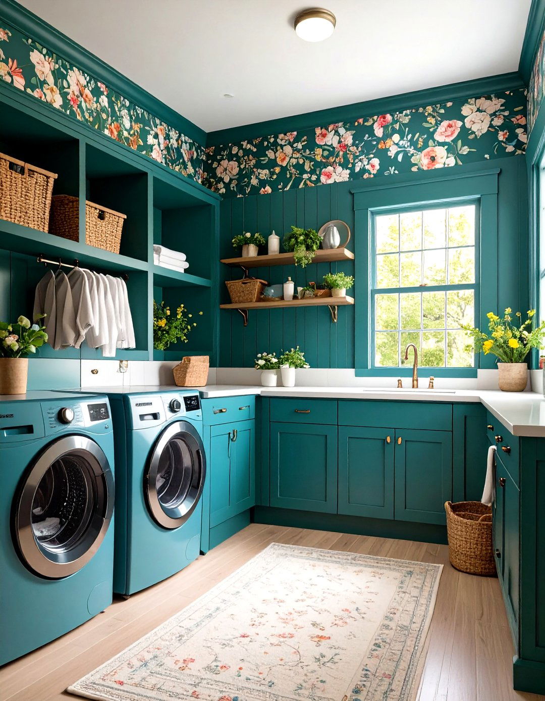 Dark Green Board and Batten Laundry Room - 25 dark & moody laundry room ideas