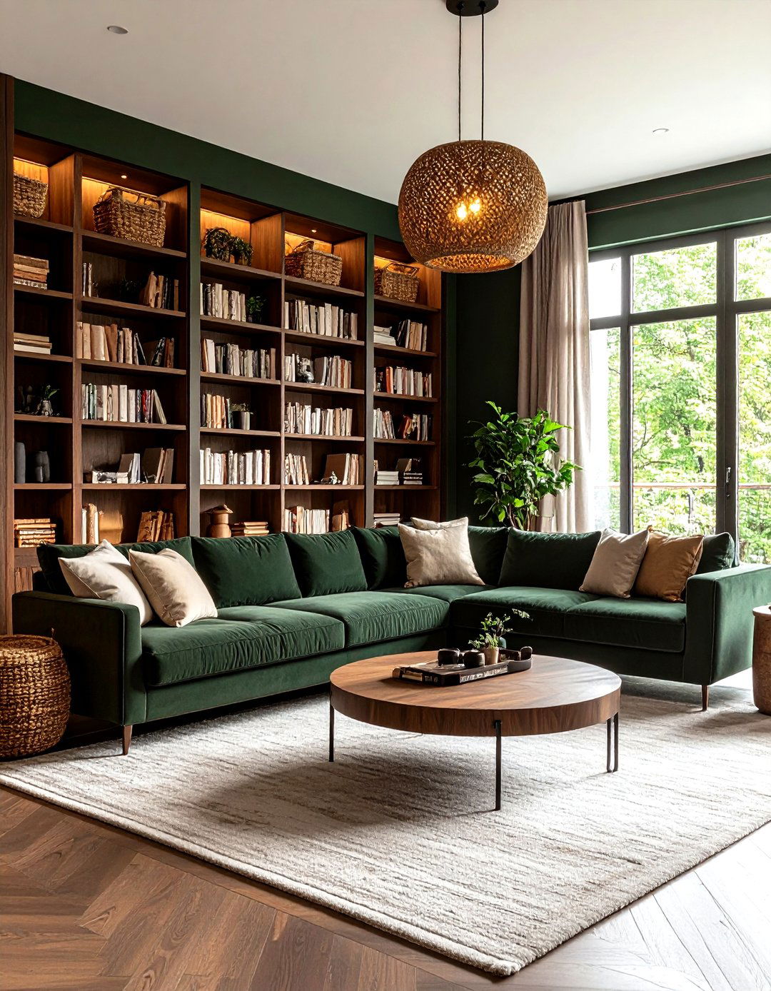 Dark Green LibraryFamily Room Merge - 25 dark green home library ideas and inspiration