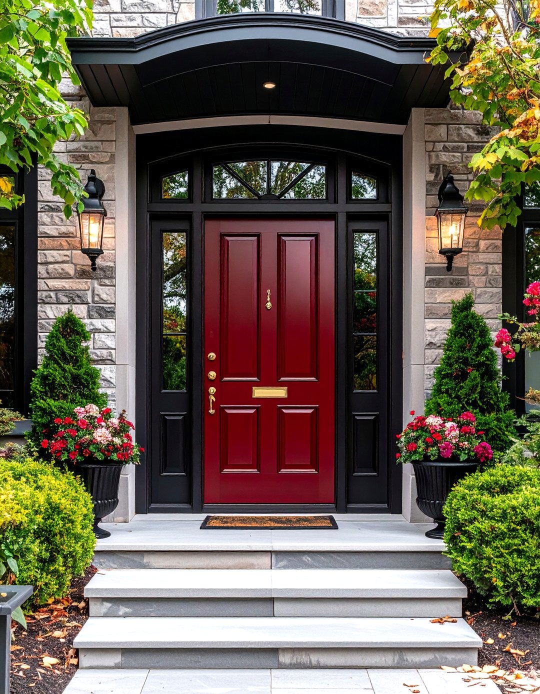 Dark Red Front Door with High Gloss Finish - 25 dark red front door ideas