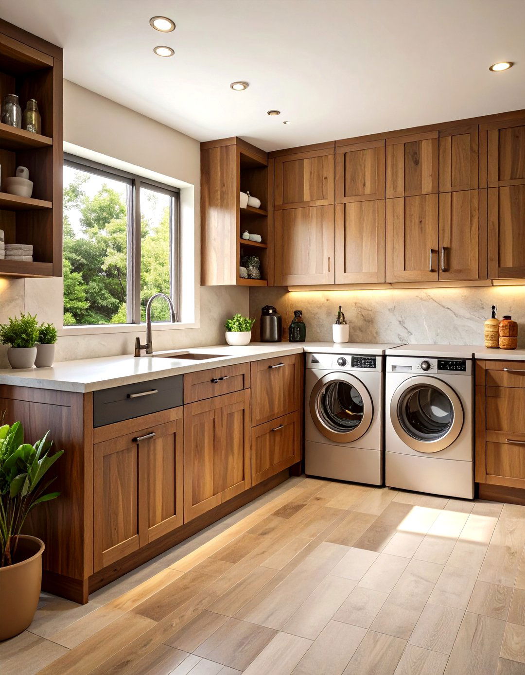 Dark Stained Wood Countertop Laundry Room - 25 dark & moody laundry room ideas