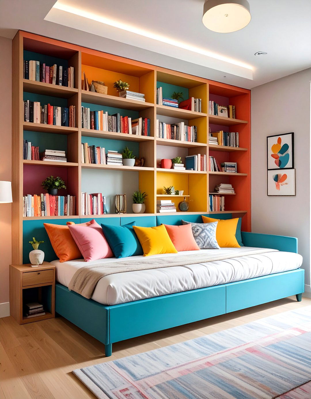Daybed with Built In Bookshelves Creates Library Wall - 25 daybed ideas for small spaces
