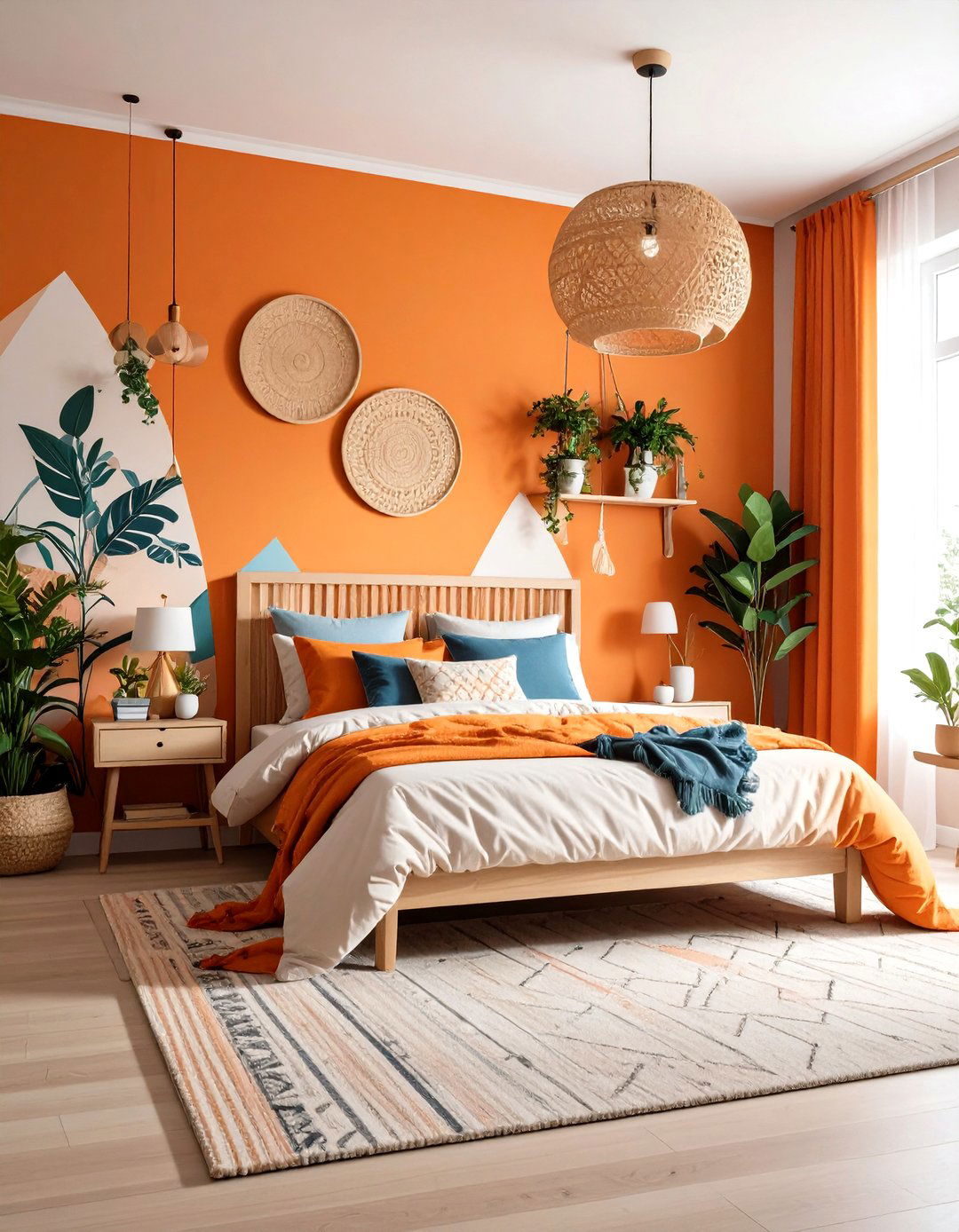 Decal Accented Orange Accent Wall - 25 orange accent wall ideas