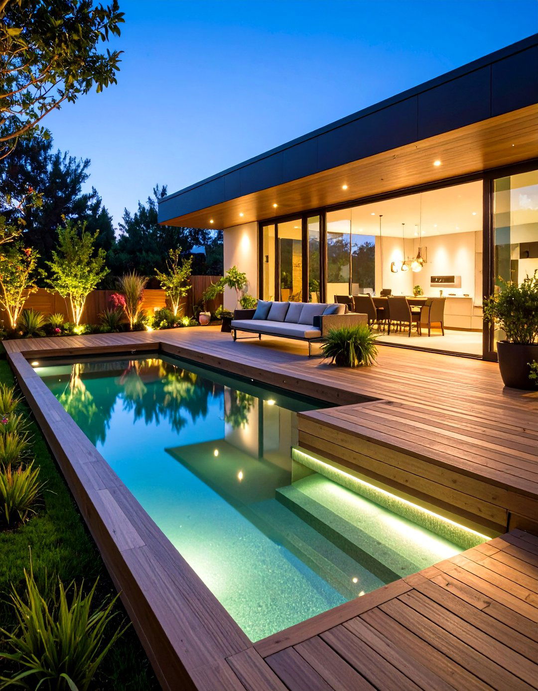 Deck Integrated Step Down Pond - 25 backyard pond ideas