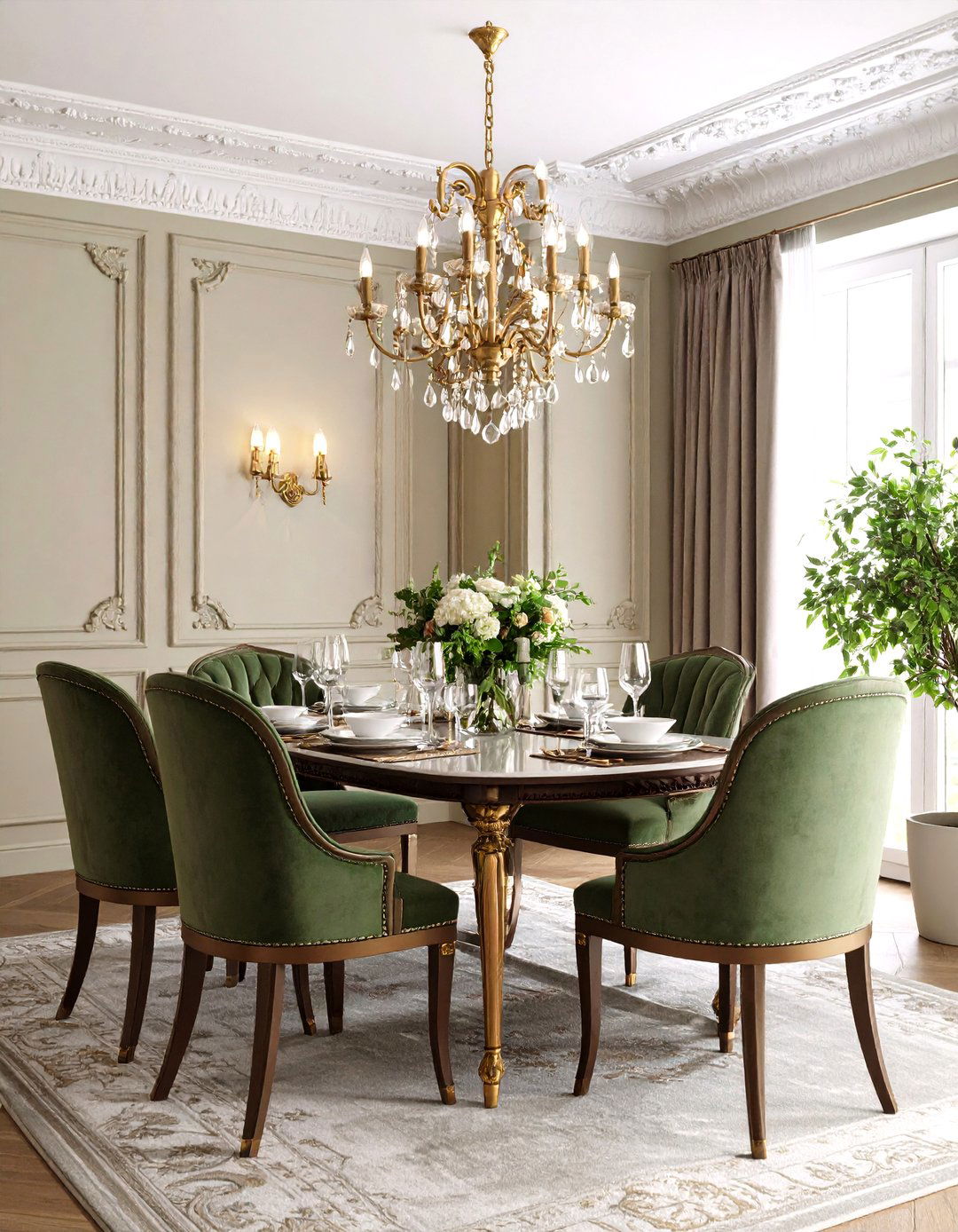 Decorative Wall Moldings in a Parisian Dining Room - 25 parisian dining room ideas