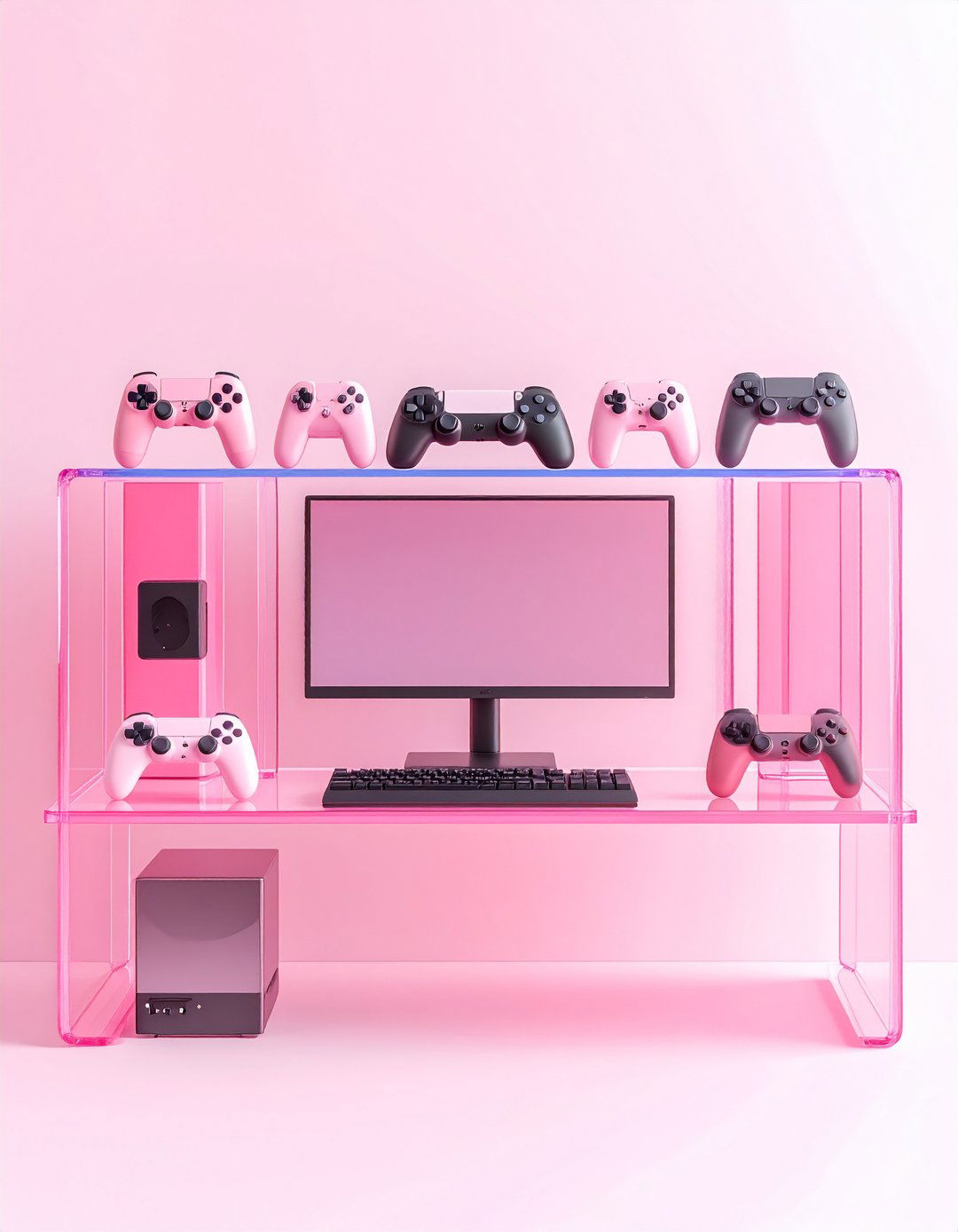 Dedicated Console Docking Station Organizes Gamer Girl Room - 25 gamer girl room ideas