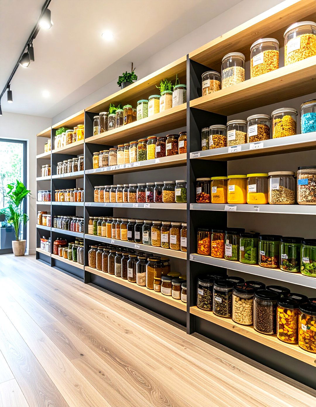 Dedicated Label Ledges Promote Quick Reshelving - 25 pantry shelving ideas