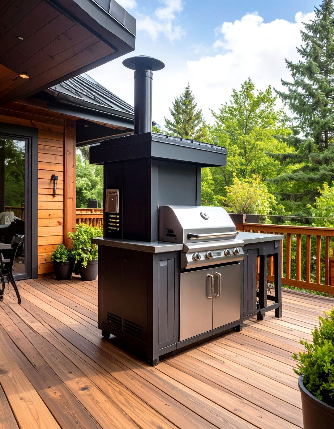 Dedicated Smoker Station Keeps Low and Slow Separate - 25 outdoor kitchen on deck
