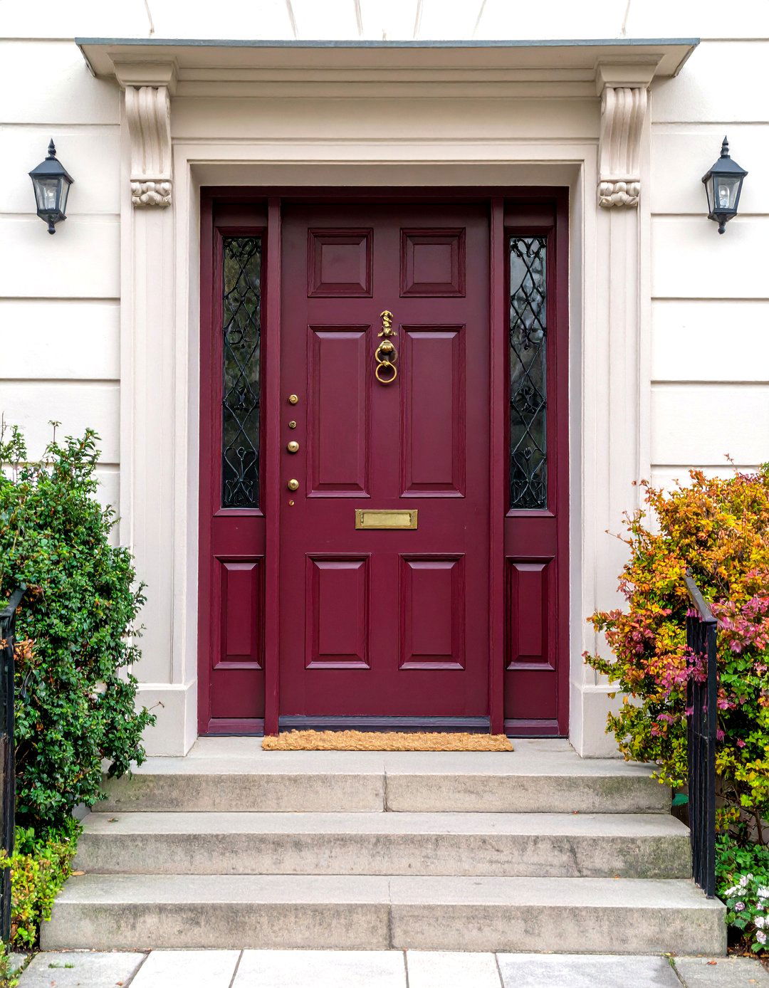 Deep Burgundy Front Door for Traditional Homes - 25 dark red front door ideas