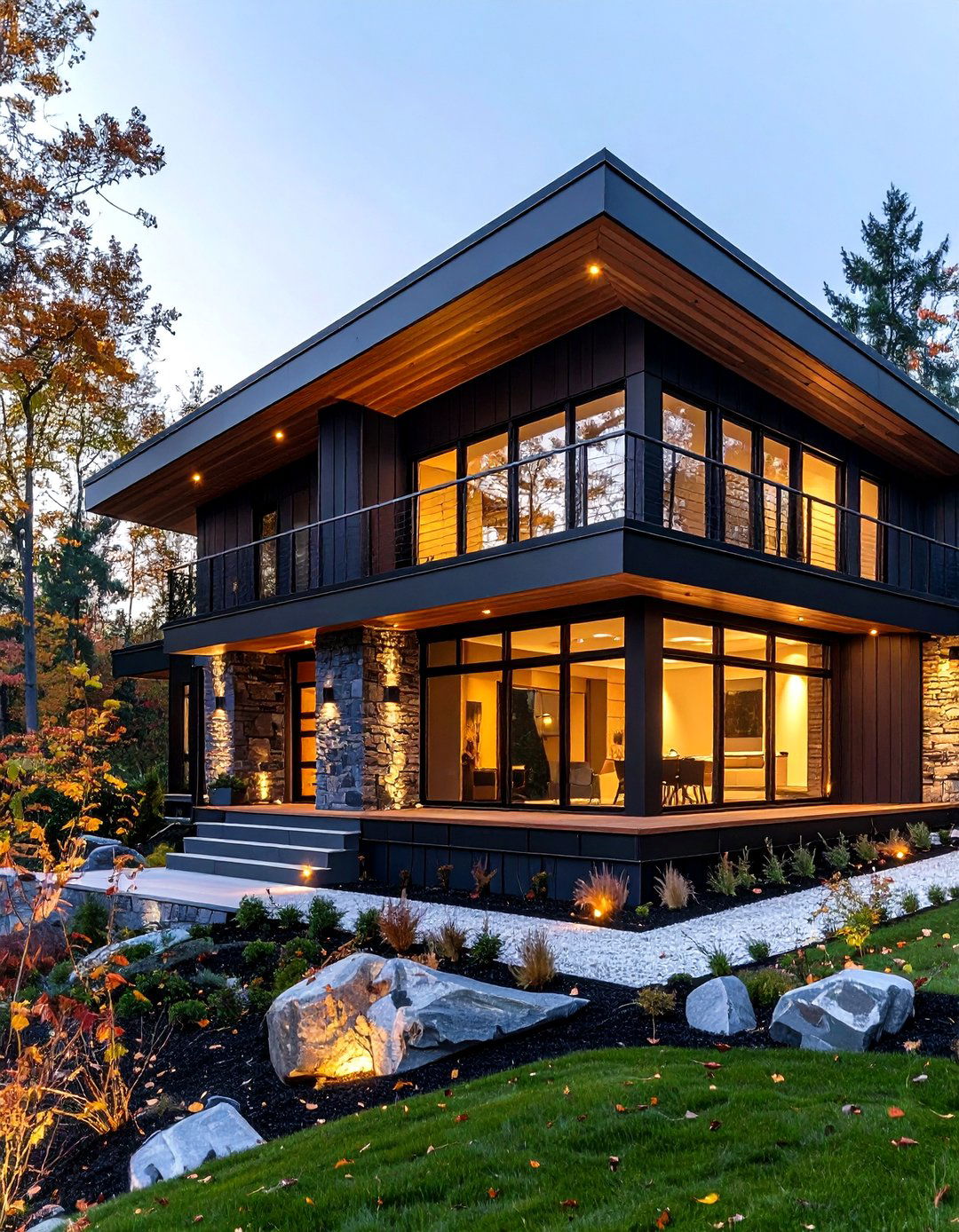 Deep Charcoal Frames Modern Lines - 25 exterior house colors & inspiration