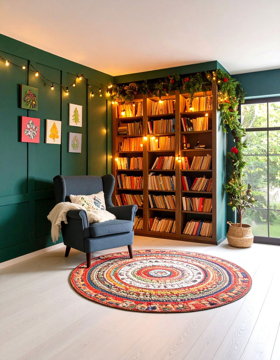 Deep Forest Library Alcove - 25 dark green home library ideas and inspiration