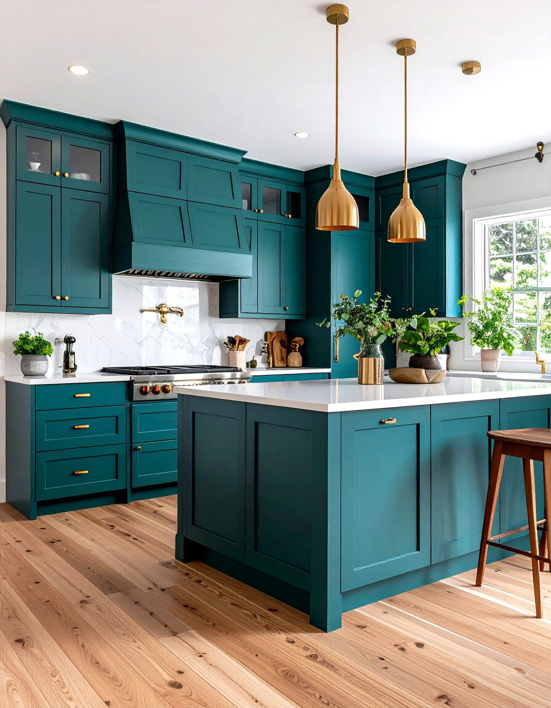 Deep Teal Cabinets - 25 painting kitchen cabinet ideas