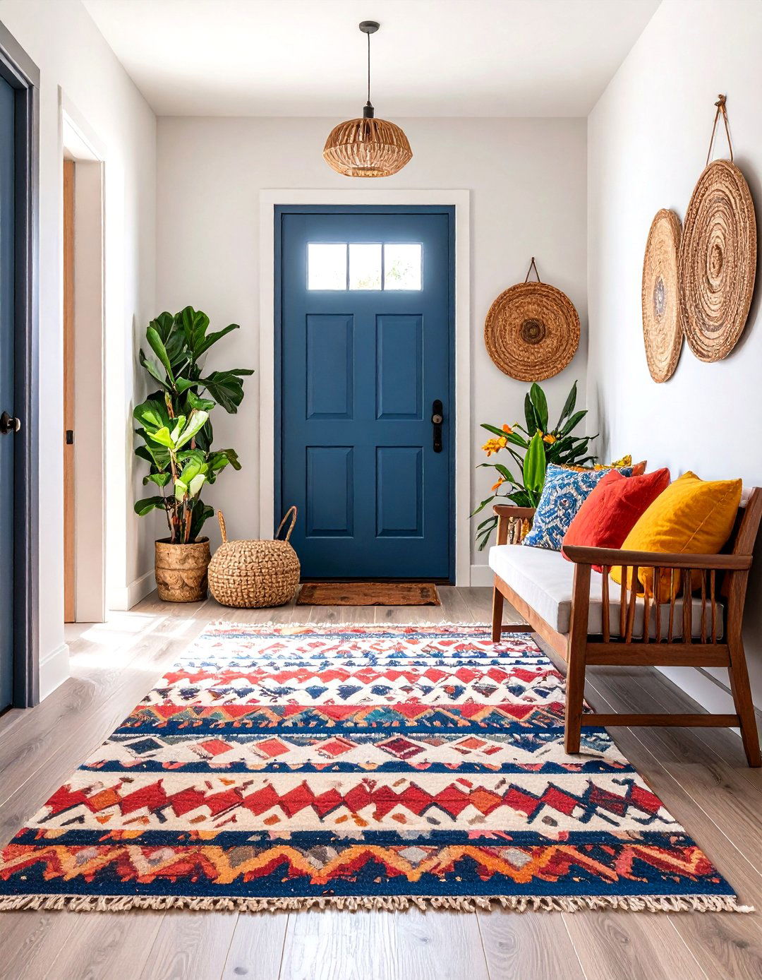 Define Entryways with Rugs and Benches in an Open Floor Plan - 25 open floor plan ideas