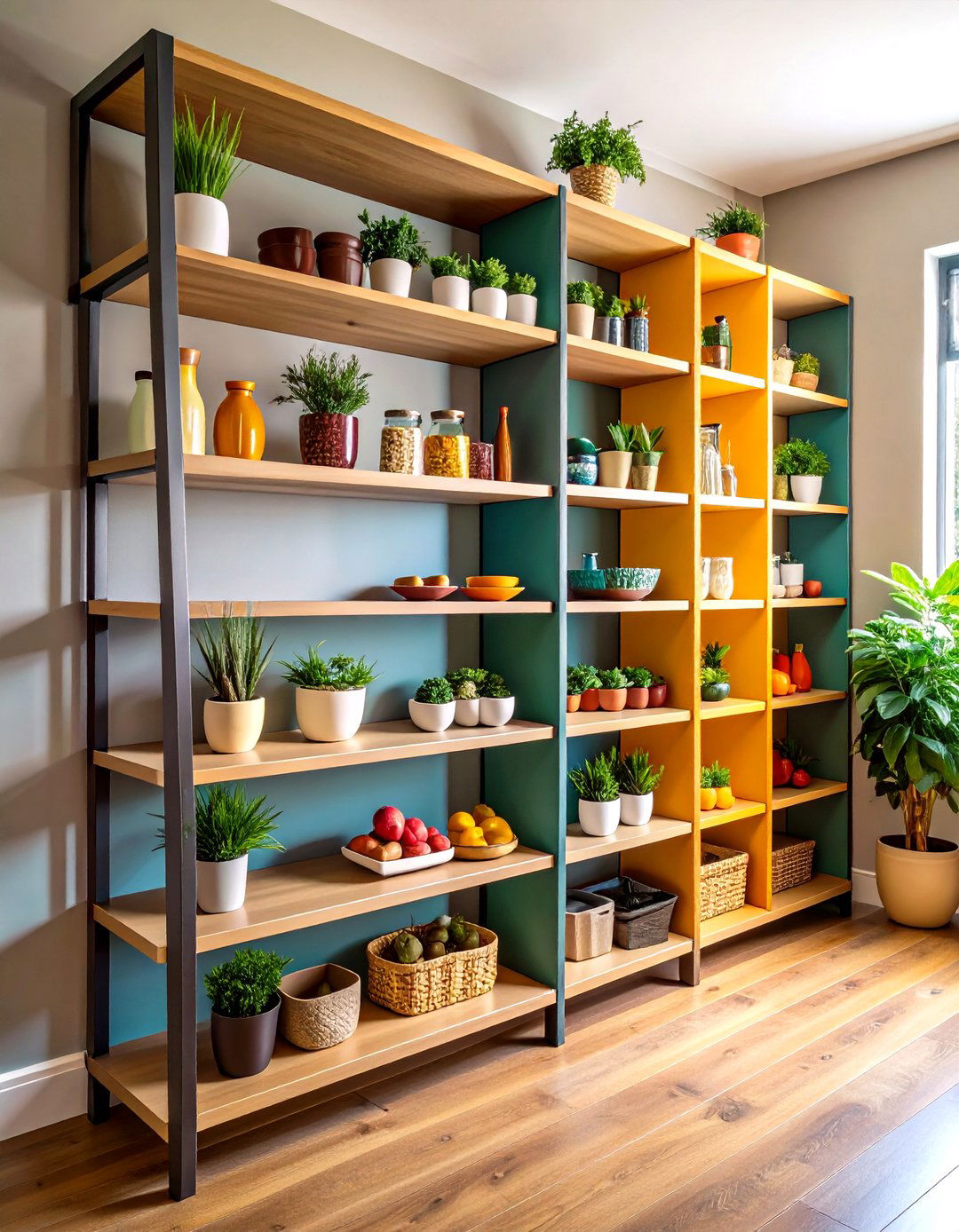 Diagonal Ladder Shelving Adds Drama and Access - 25 pantry shelving ideas