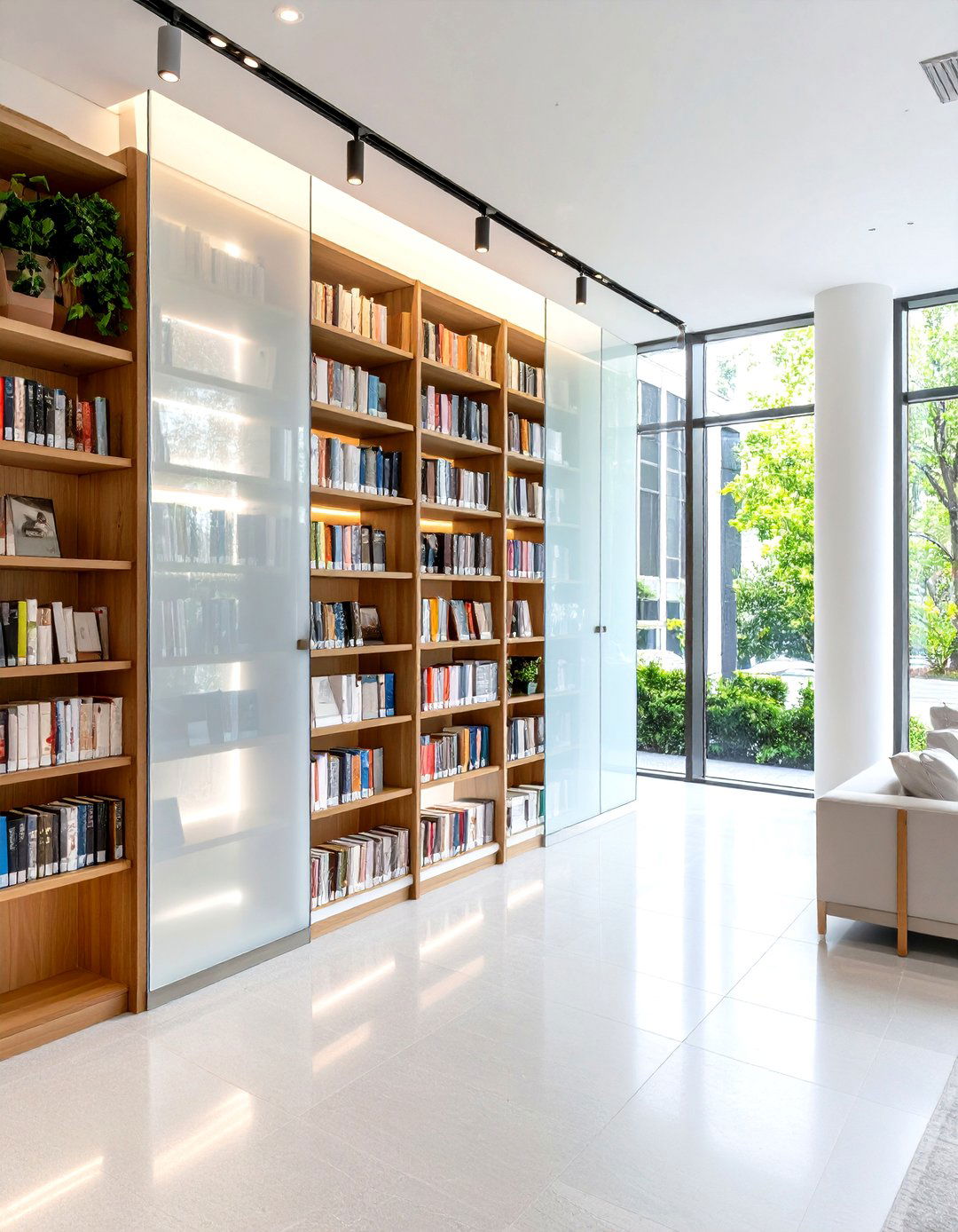 Diffused Acrylic Light Panels Provide Uniform Bookshelf Lighting - 25 bookshelf lighting ideas