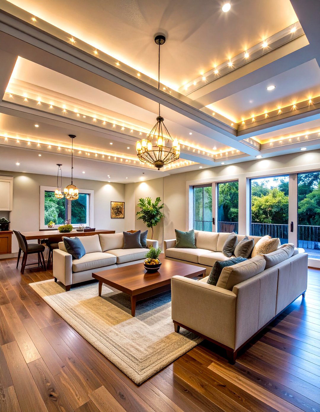 Dimmable Rope Lighting Behind Crown Molding - 25 basement lighting ideas