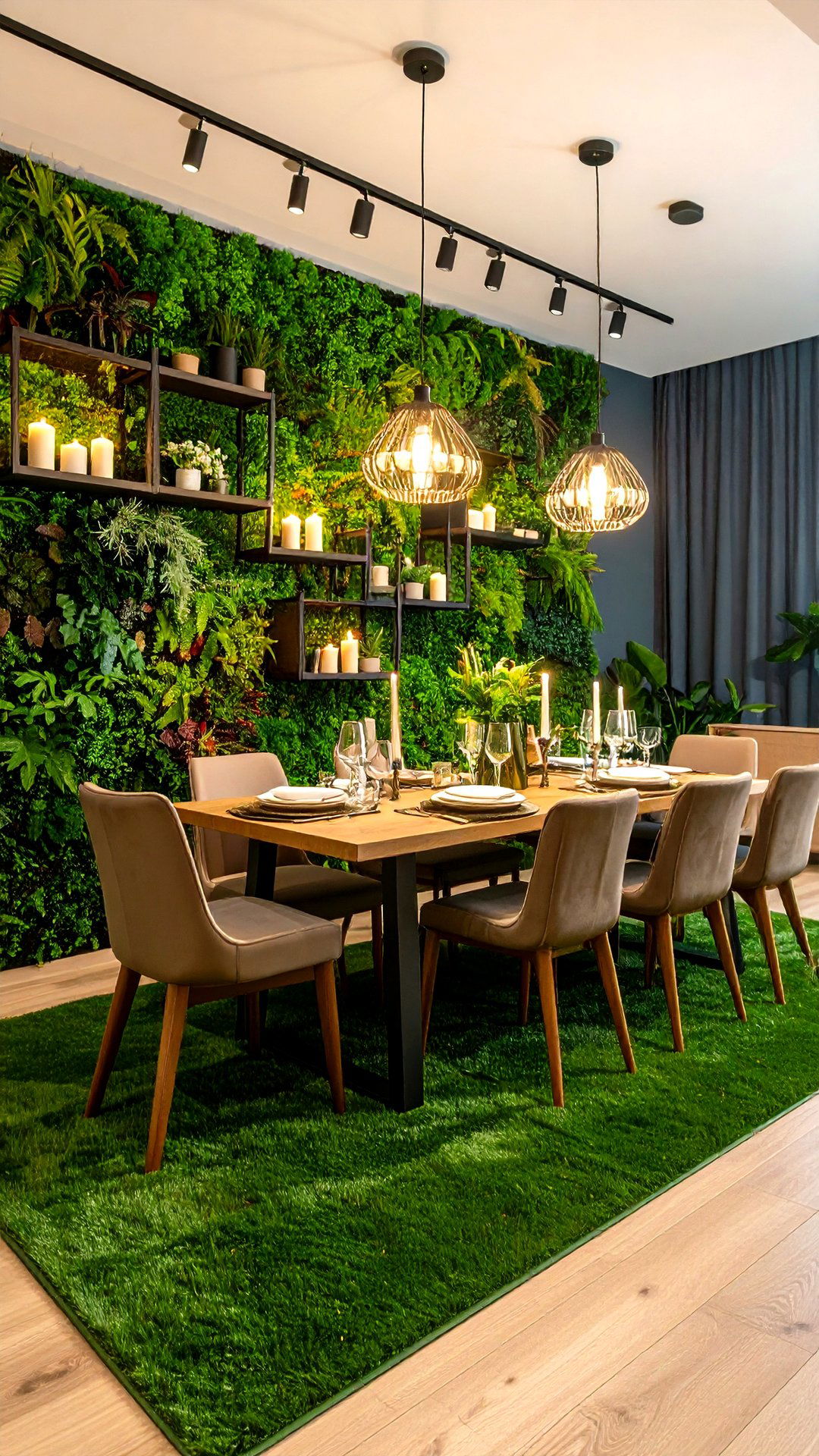 Dining Room Artificial Grass Wall Centerpiece - 25 artificial grass wall design ideas