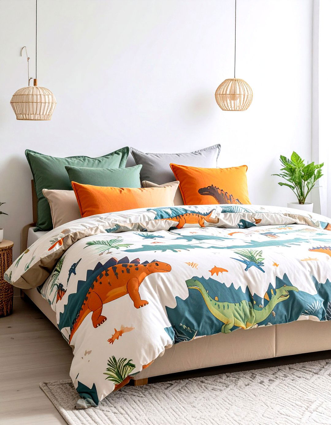 Dino Bedding Layers for Instant Personality - 25 dinosaur-themed kids' room ideas