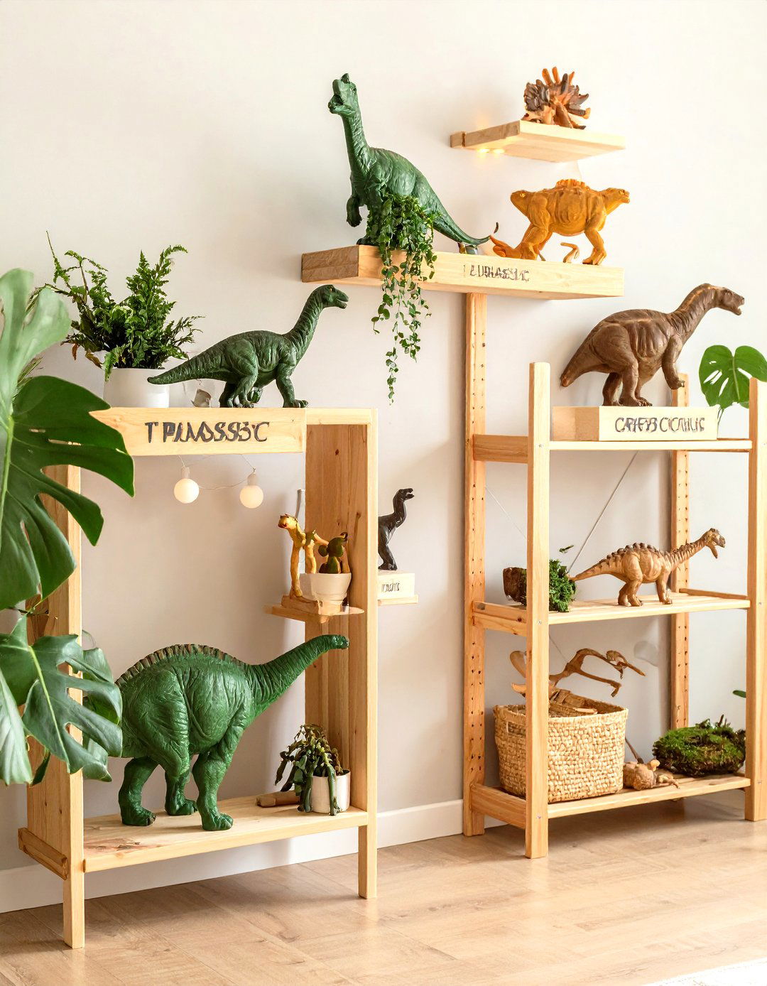 Dinosaur Toy Display Shelves as Mini Natural History Wing - 25 dinosaur-themed kids' room ideas