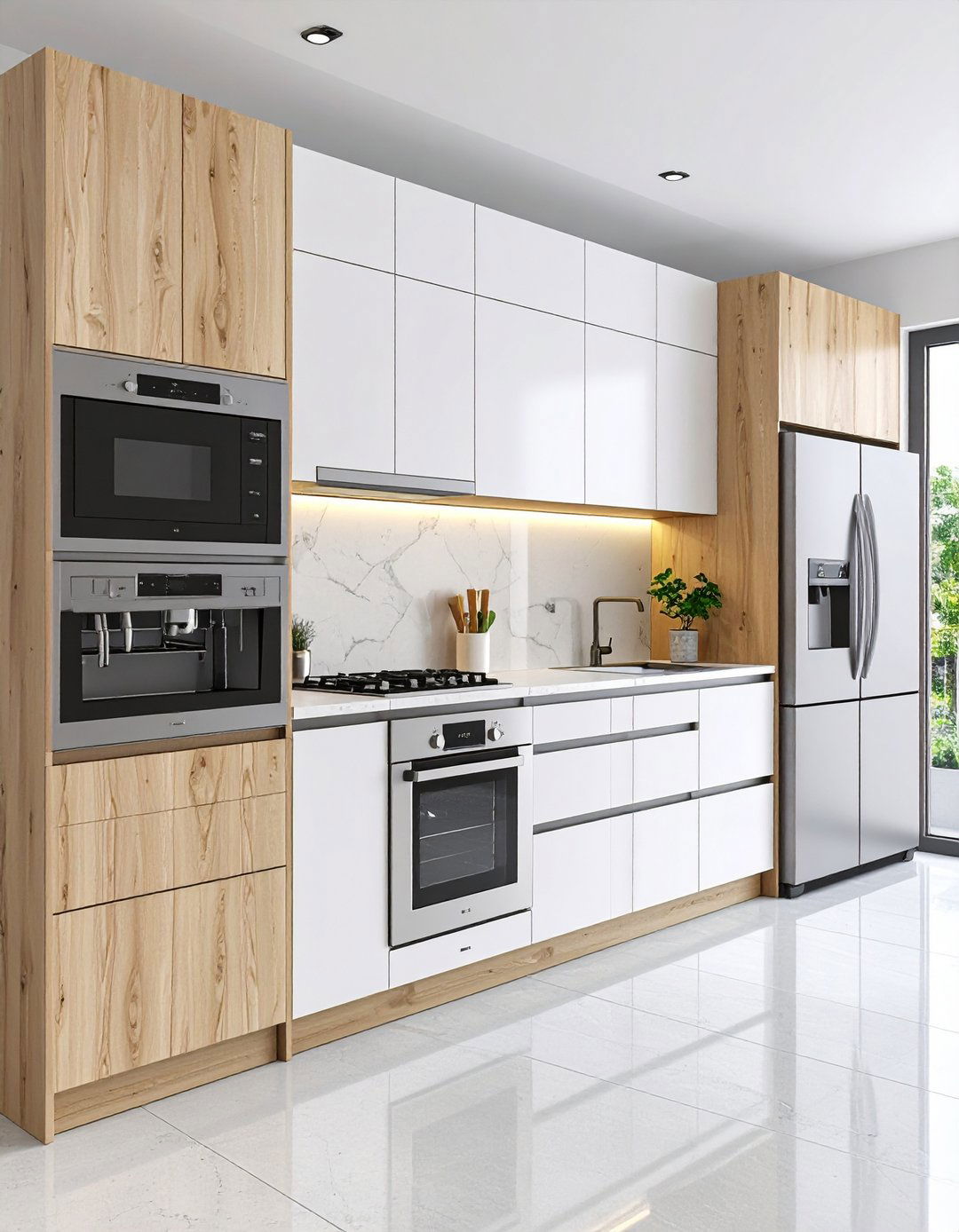 Disguise Appliances Behind Matching Panels - 25 one wall kitchen ideas