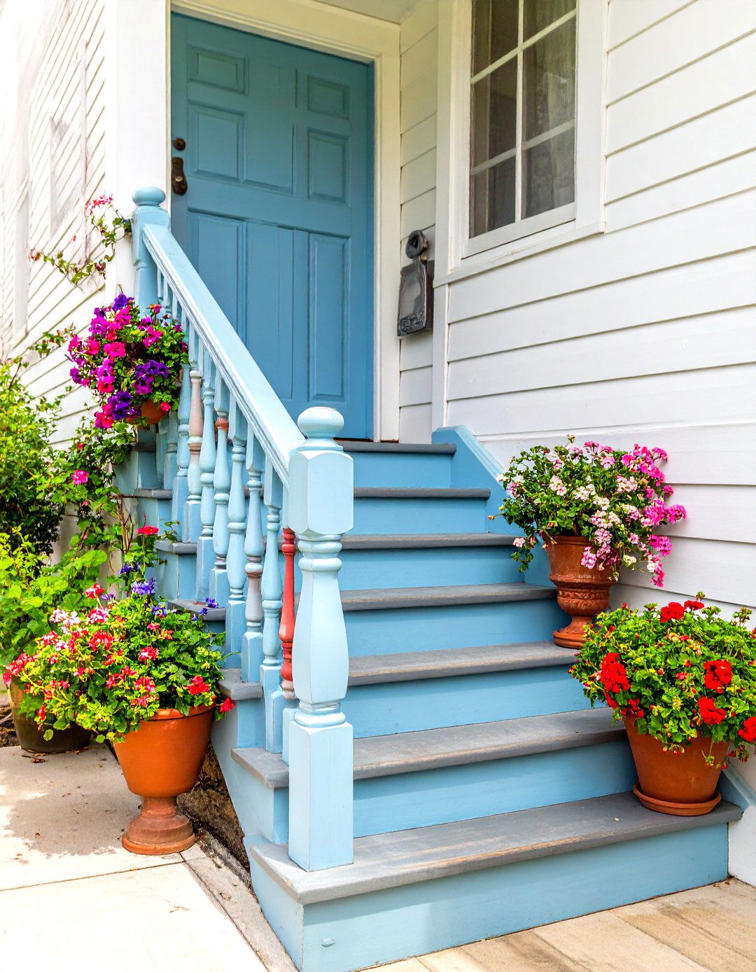 Distressed Painted Spindle Stair Railing - 25 farmhouse rustic stair railing ideas