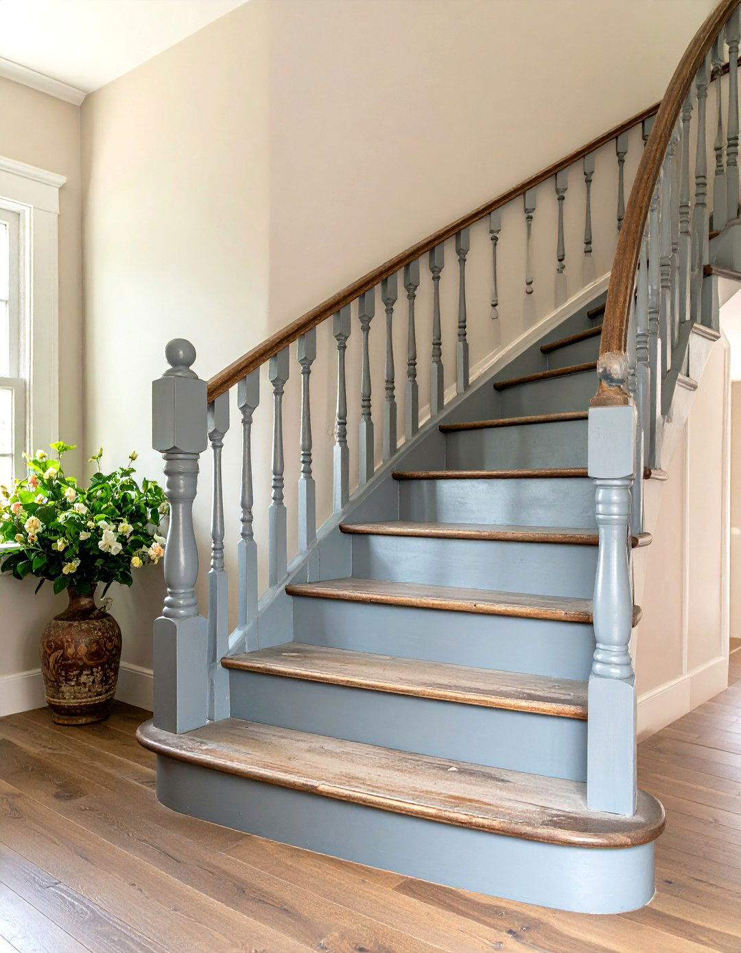 Distressed Painted Stairs for Shabby Chic Charm - 25 painted stair ideas