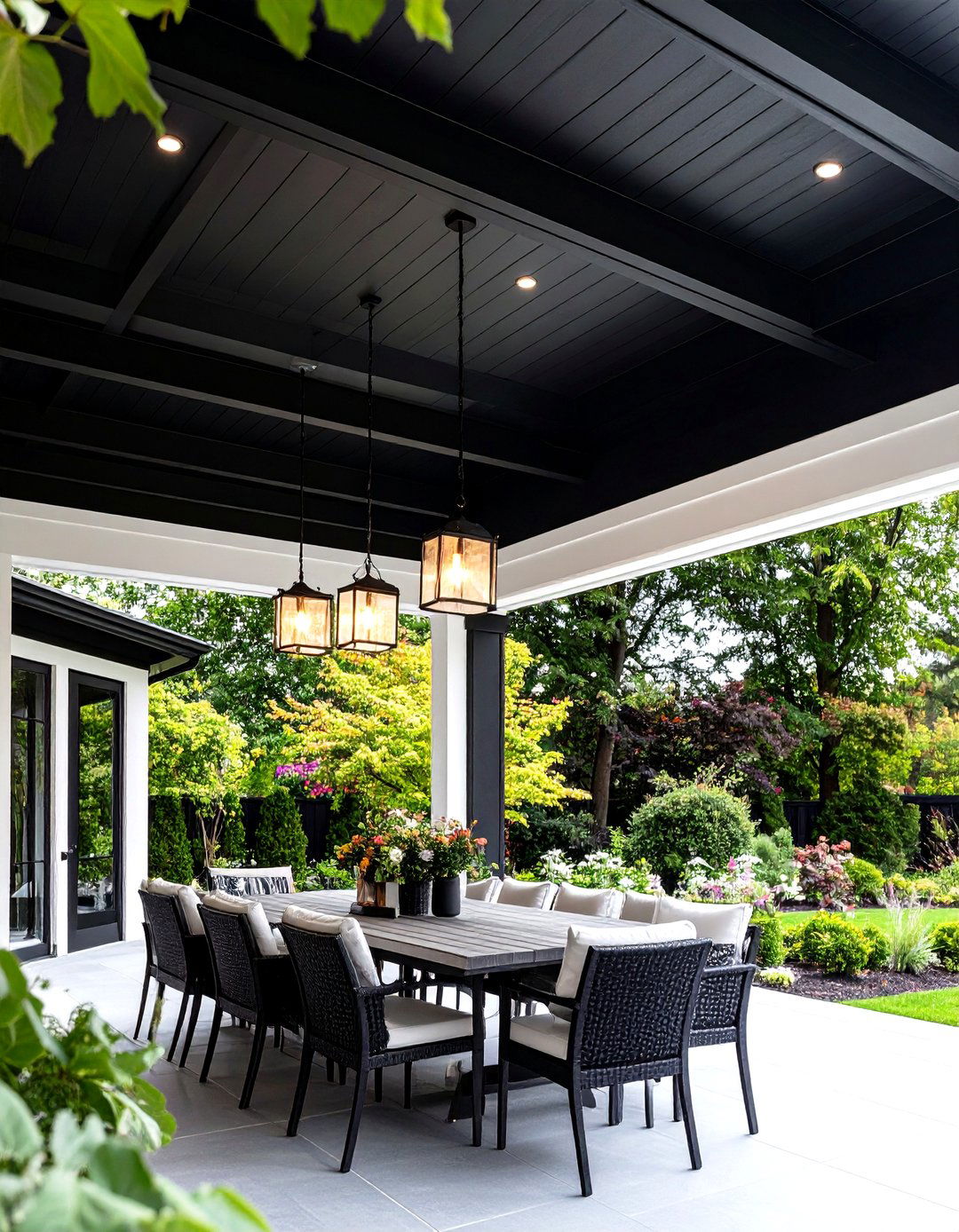 Dramatic Black Painted Patio Ceiling - 25 patio ceiling ideas