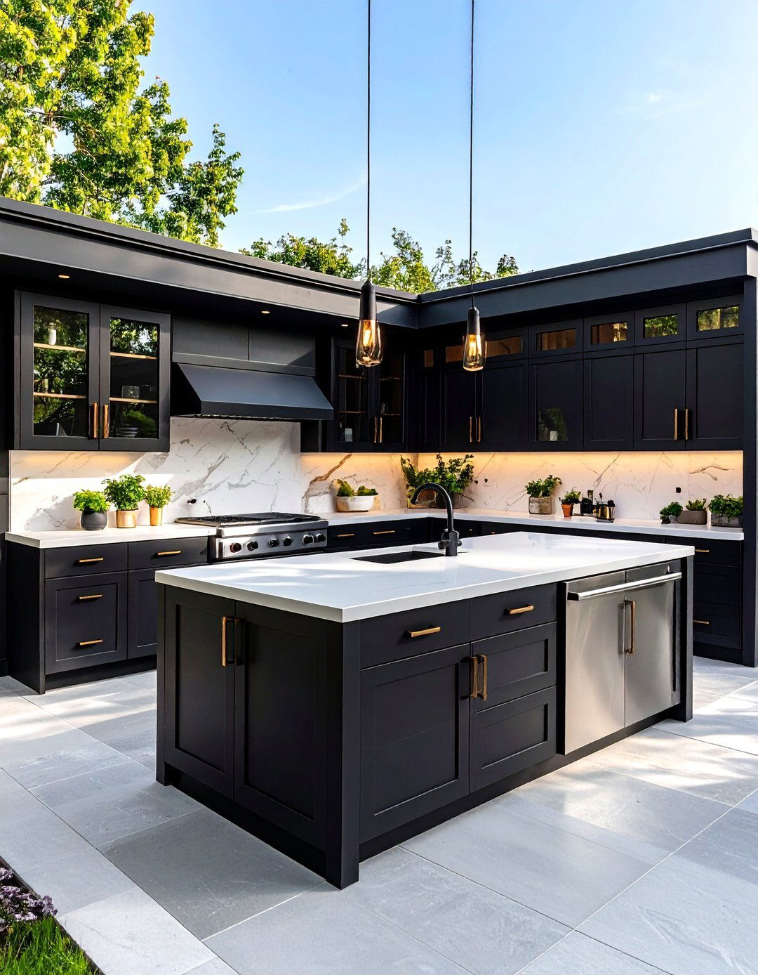 Dramatic Dark Stucco Statement - 25 Stucco Outdoor Kitchen Ideas