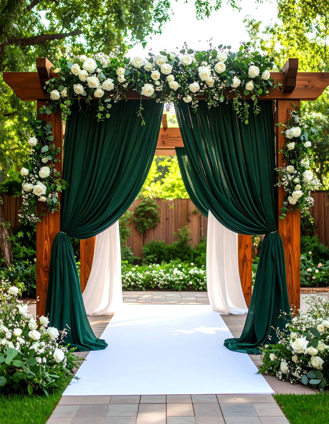 Draped Ceremony Arches - 25 emerald green wedding ideas