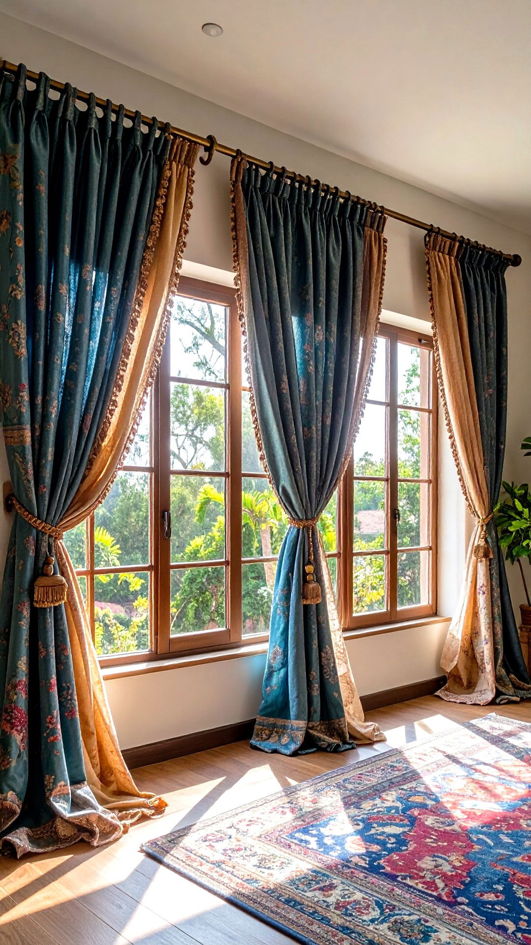 Dress Boho Living Room Windows With Sari Fabric Curtains - 25 colorful boho living room ideas