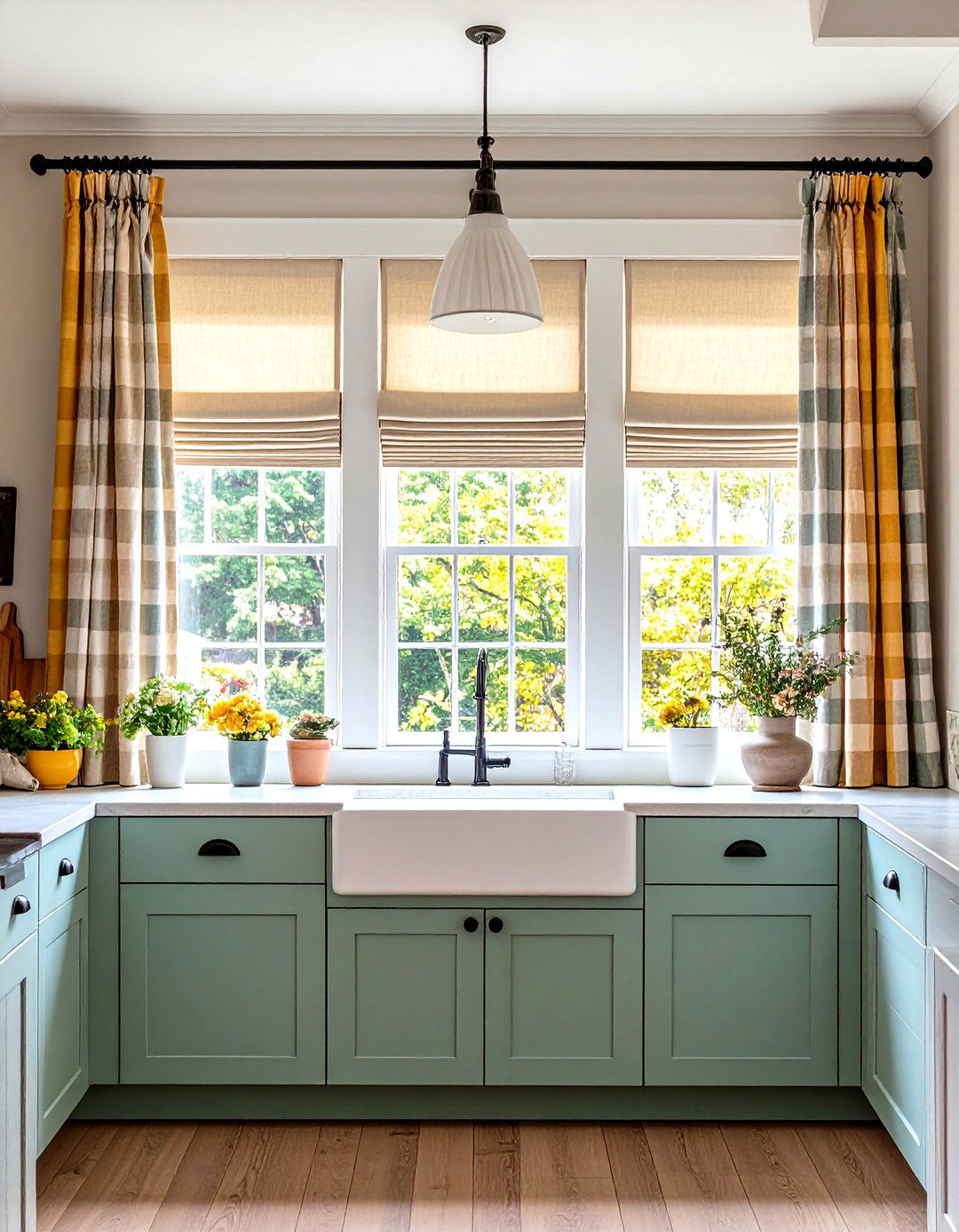 Dress Windows With Roman Shades or Cafe Curtains - 25 cozy kitchen ideas