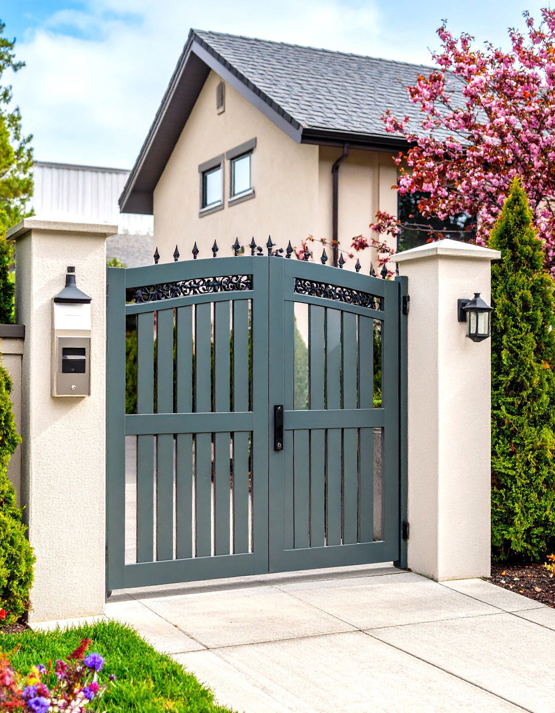 Driveway Gate With Integrated Mailbox and Parcel Locker - 25 driveway gate ideas