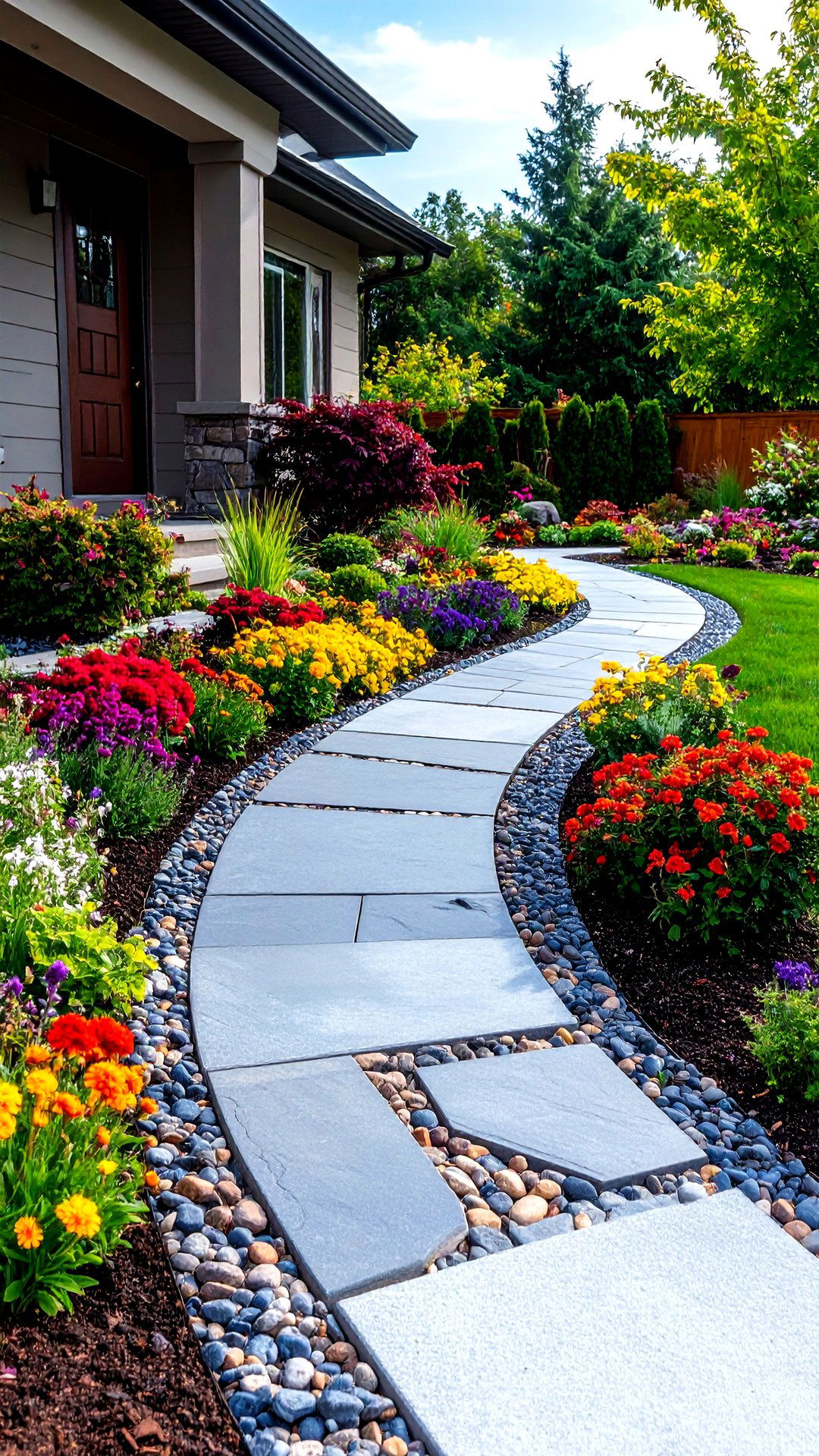 Driveway to Front Door Asphalt Walkway for Unified Hardscape - 25 asphalt walkway ideas