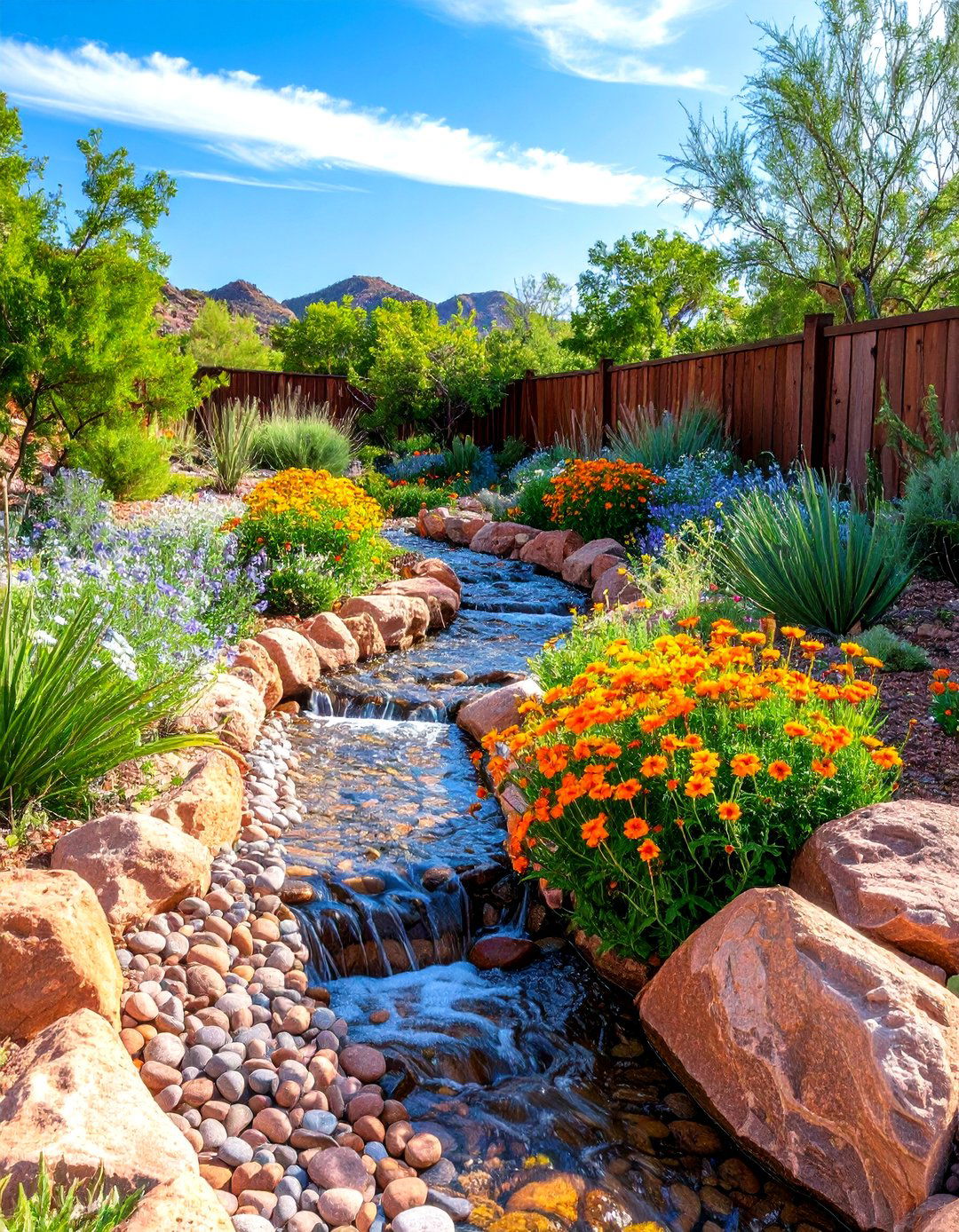 Dry Riverbed Feature to Guide Backyard Stormwater - 25 arizona backyard ideas