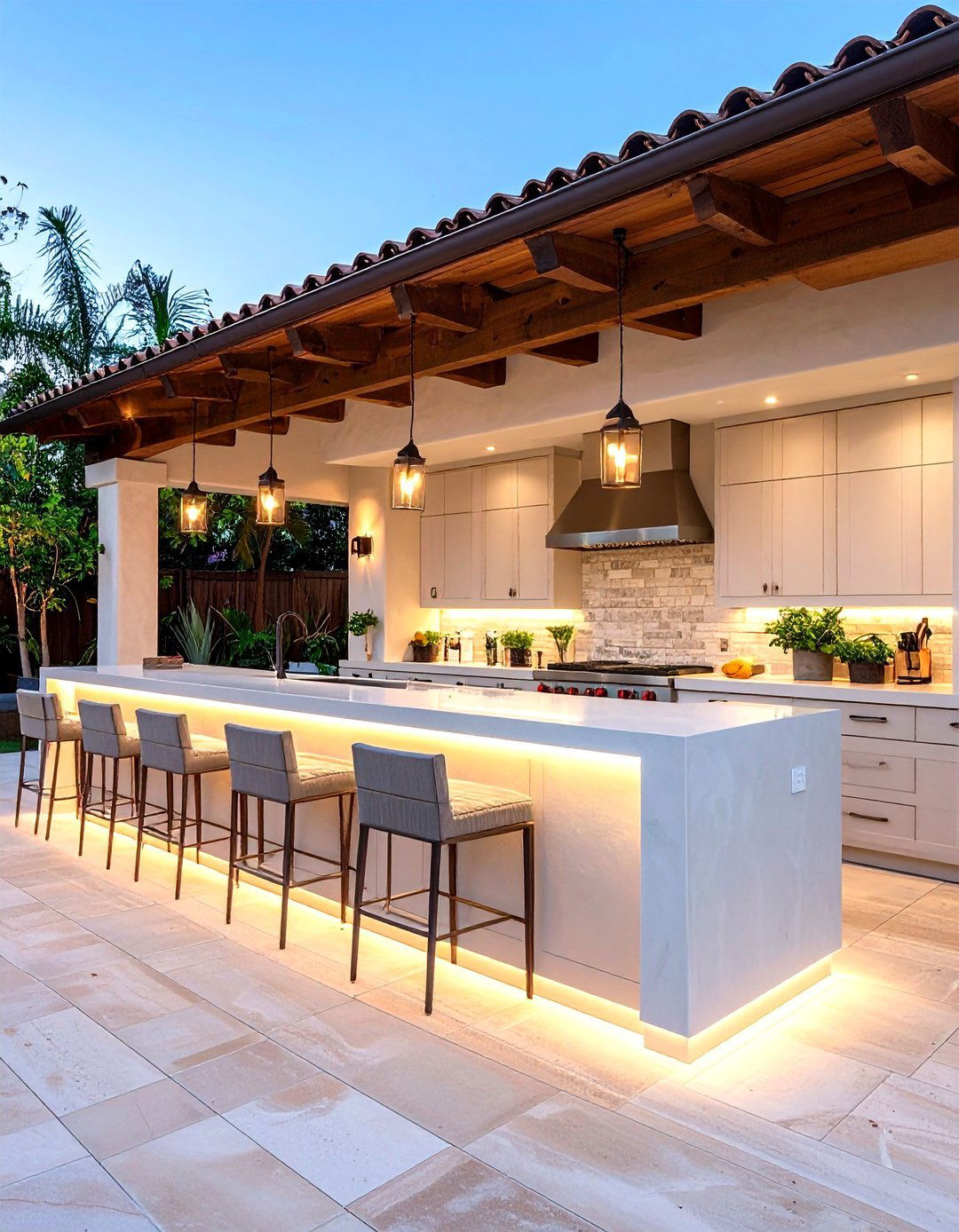 Dual Height Entertaining Bar - 25 Stucco Outdoor Kitchen Ideas
