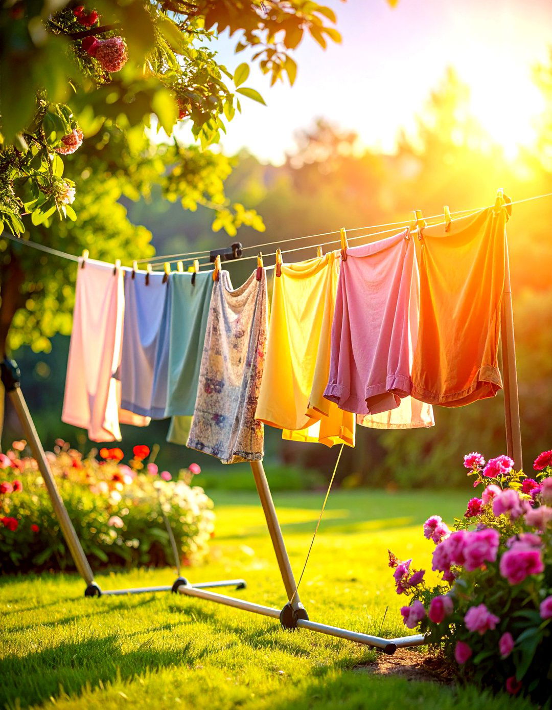 Dual Line Retractable Clothesline for Double Capacity - 25 outdoor clothesline ideas