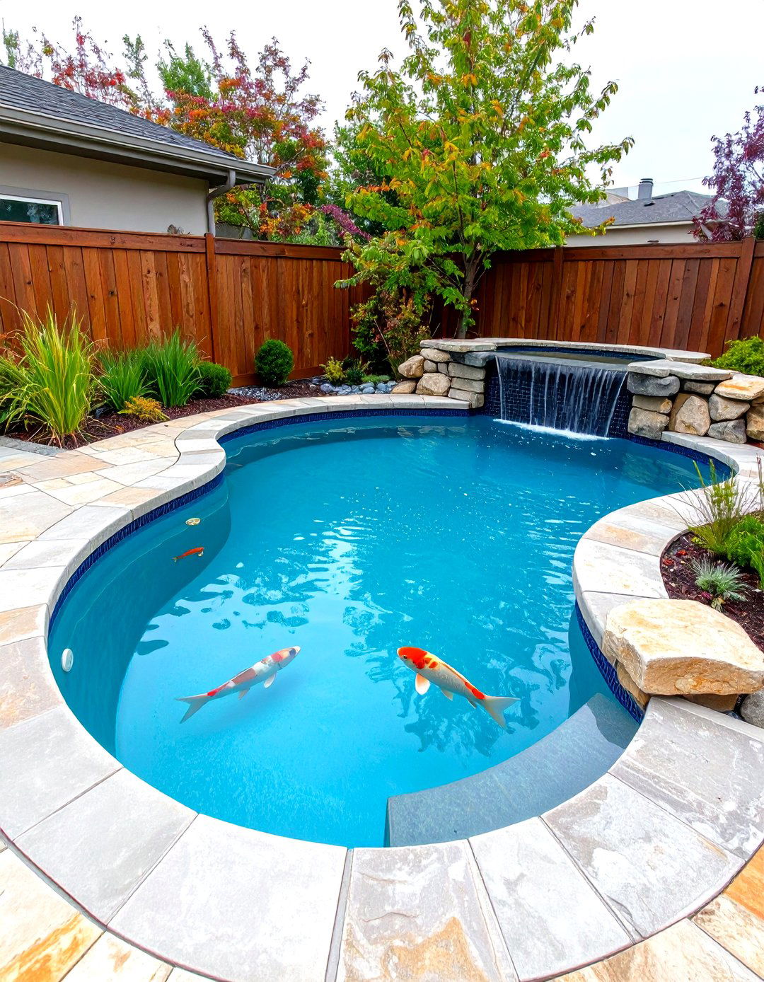 Dual Purpose Swim and Koi Natural Pool - 25 koi pond ideas