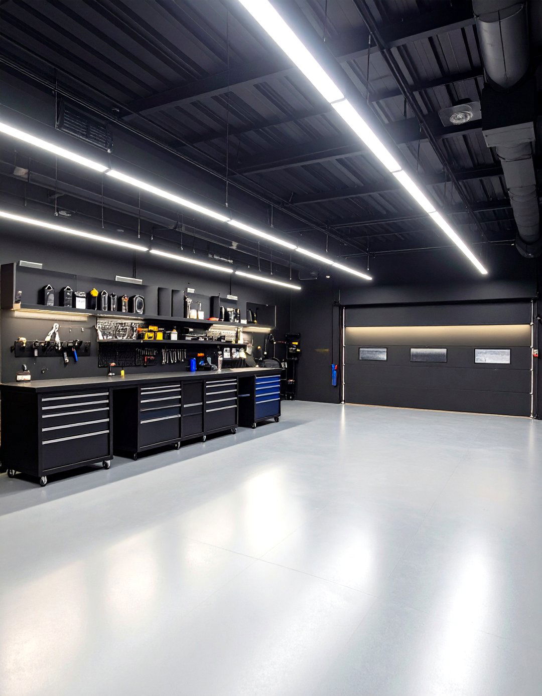 Dynamic Lighting Zones Animate a Black Garage - 25 black garage ideas